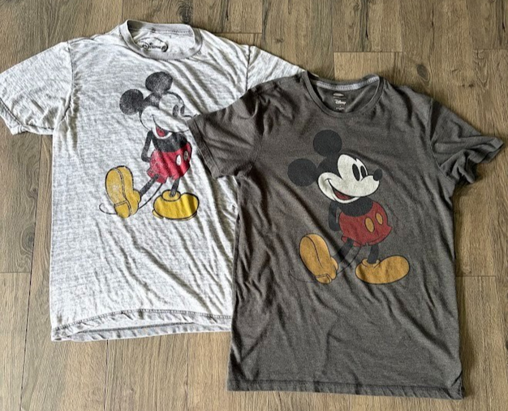 Disney Mickey Mouse Gray T-Shirts Lot of 2 Size Small
